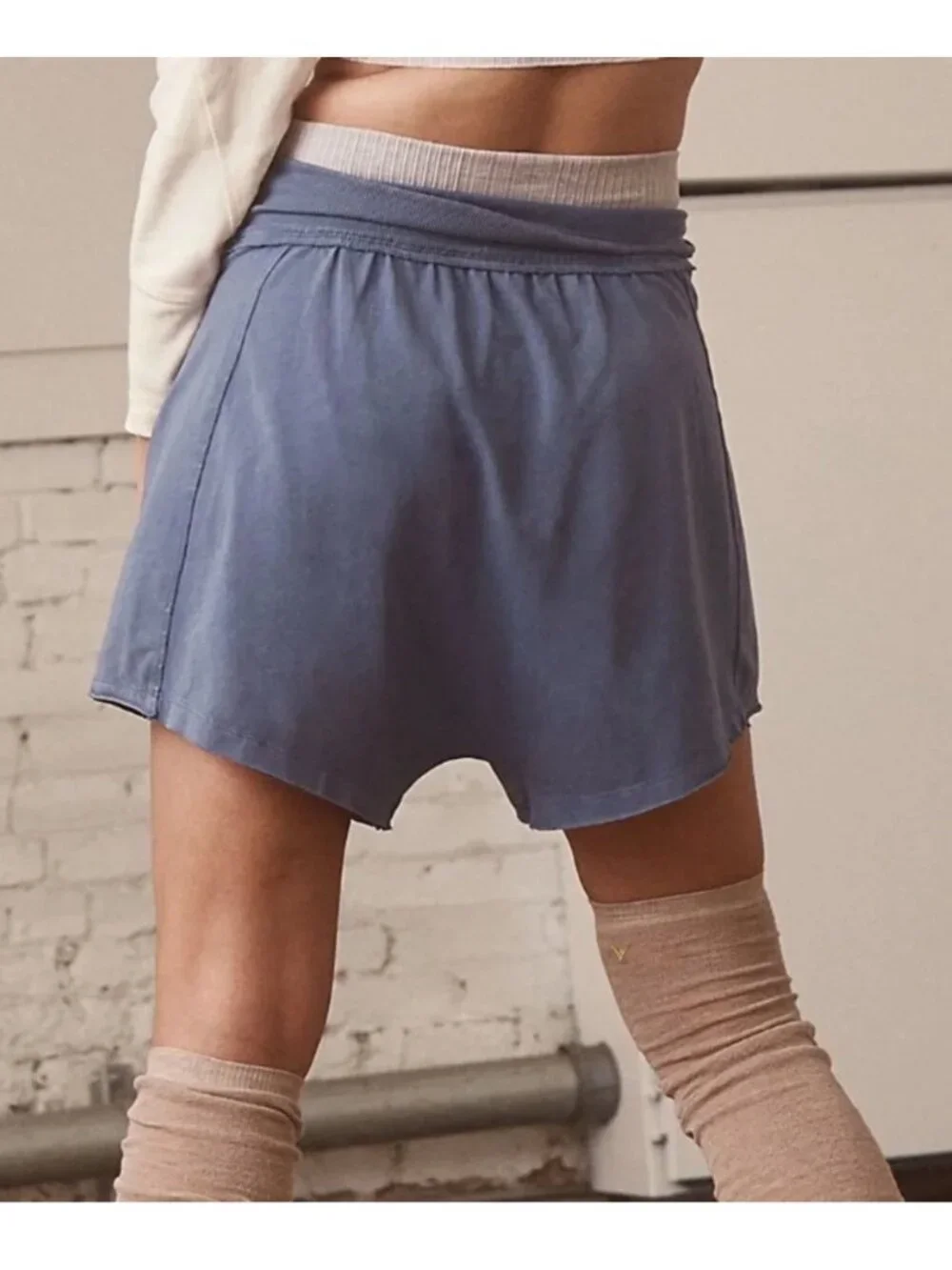 Free People Movement Hot Shot Harem Shorts Washed Blue Medium Baggy - Picture 2 of 11